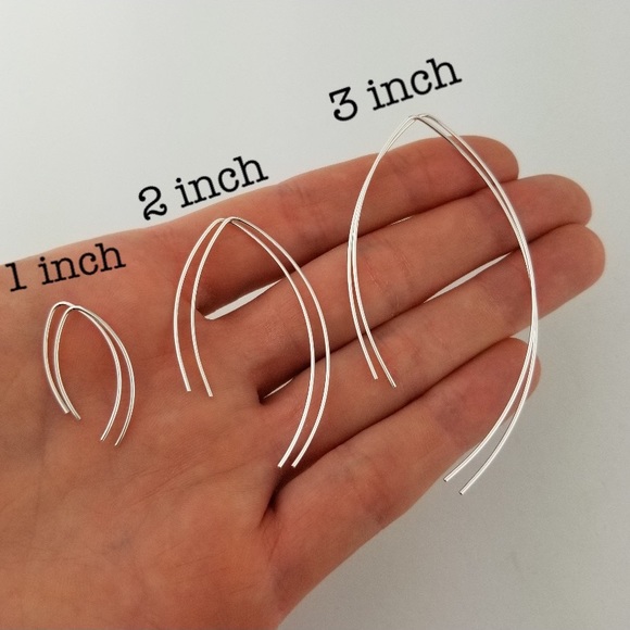 2 inch Arch threader earrings in 925 sterling silver, handmade earrings - Picture 3 of 6